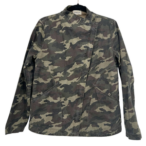 Sugar + Lips Camo Cross Over Zip Lined Jacket‎ 100% Cotton Size Small